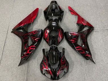 Best 2006-2007 Honda CBR1000RR Motorcycle Fairings - Glossy Black Red Flame UK