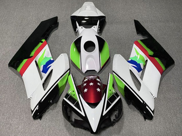 2004-2005 Honda CBR1000RR Motorcycle Fairings - White Green Red Glossy Black Star UK