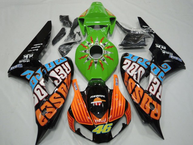 2006-2007 Honda CBR1000RR Motorcycle Fairings - Green Orange Blue Glossy Black Rossi 46 UK