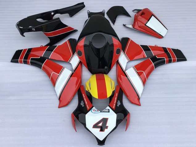 2008-2011 Honda CBR1000RR Motorcycle Fairings - Red White Yellow Glossy Black Racing Style UK