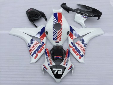Best 2008-2011 Honda CBR1000RR Motorcycle Fairings - White Blue Red HRC 72 UK