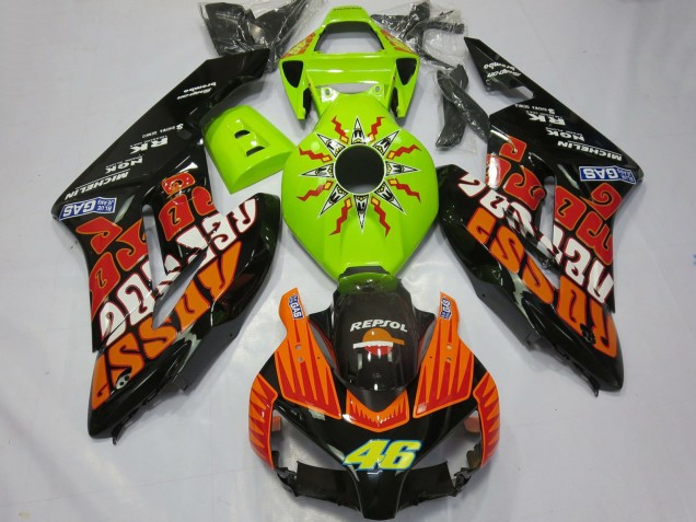 2004-2005 Honda CBR1000RR Motorcycle Fairings - Lime Green Orange Glossy Black Rossi 46 UK
