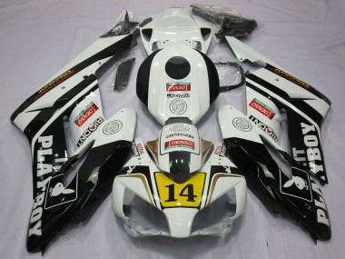 Best 2004-2005 Honda CBR1000RR Motorcycle Fairings - White Glossy Black Yellow Playboy 14 UK