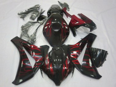 Best 2008-2011 Honda CBR1000RR Motorcycle Fairings - Glossy Black Red Flame UK