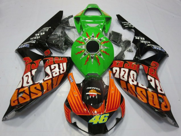 2006-2007 Honda CBR1000RR Motorcycle Fairings - Green Orange Glossy Black Rossi 46 UK