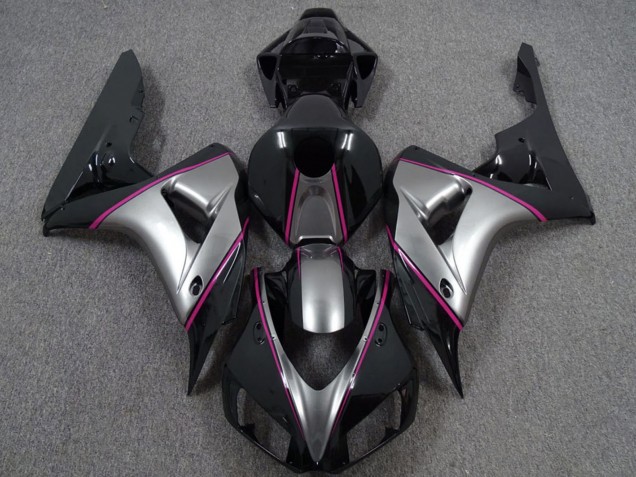 2006-2007 Honda CBR1000RR Motorcycle Fairings - Silver Pink Glossy Black Pinstripe UK