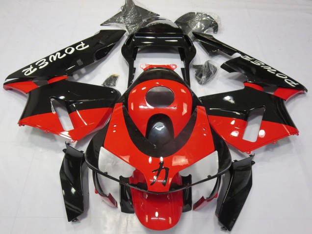 2003-2004 Honda CBR600RR Motorcycle Fairings - Red Glossy Black Power UK