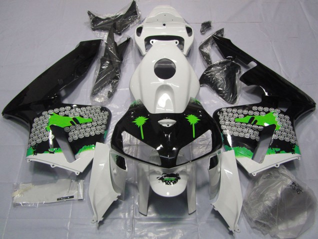 2005-2006 Honda CBR600RR Motorcycle Fairings - White Green Black Splatter UK