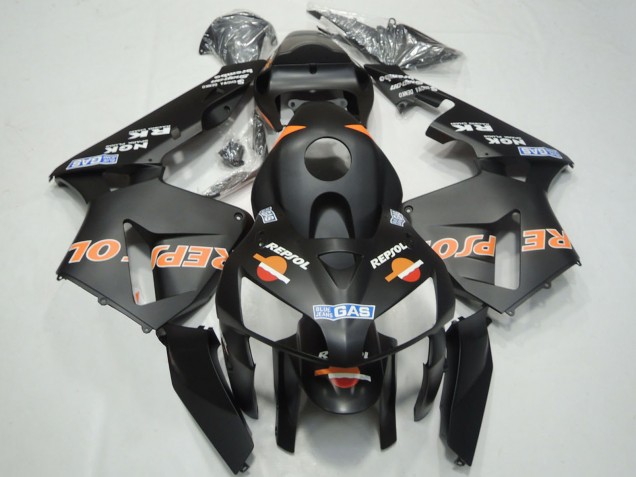 2003-2004 Honda CBR600RR Motorcycle Fairings - Matte Black Orange Repsol UK