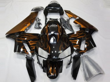 Best 2003-2004 Honda CBR600RR Motorcycle Fairings - Glossy Black Orange Flame UK
