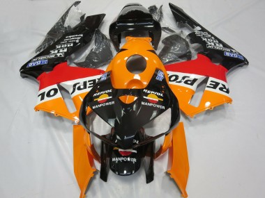 Best 2005-2006 Honda CBR600RR Motorcycle Fairings - Orange White Red Glossy Black Repsol Man Power UK