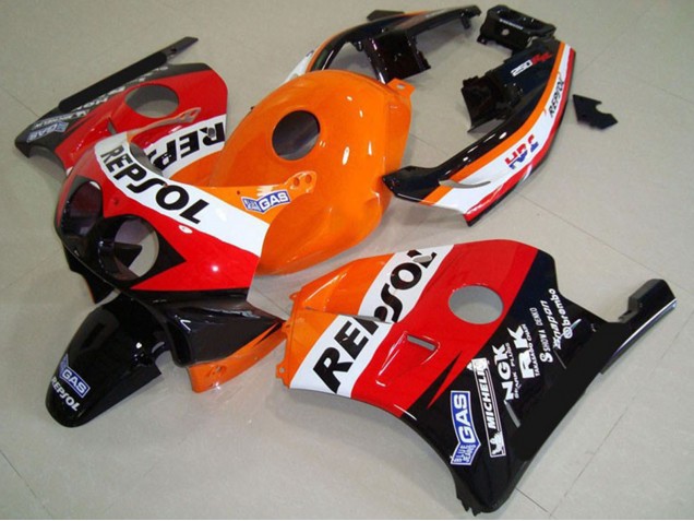 1990-1998 Honda CBR250RR Motorcycle Fairings - Orange White Red Glossy Black Classic Repsol UK