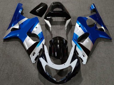 Best 2000-2002 Suzuki GSXR 1000 Motorcycle Fairings - Blue Silver Glossy Black OEM Style UK
