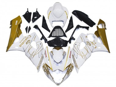 Best 2005-2006 Suzuki GSXR 1000 Motorcycle Fairings - White Gold Corona Custom UK
