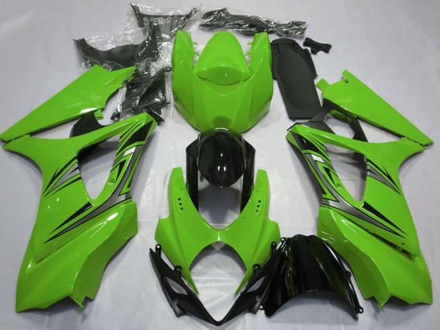 2007-2008 Suzuki GSXR 1000 Motorcycle Fairings - Green Glossy Black OEM Style UK