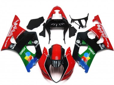 Best 2003-2004 Suzuki GSXR 1000 Motorcycle Fairings - Red Black Green JOMO UK