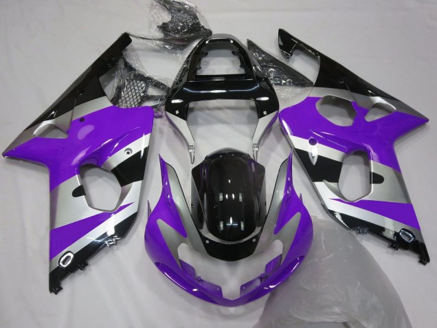 2000-2002 Suzuki GSXR 1000 Motorcycle Fairings - Purple Silver Glossy Black OEM Style UK