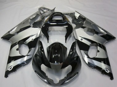 Best 2000-2002 Suzuki GSXR 1000 Motorcycle Fairings - Silver Glossy Black UK