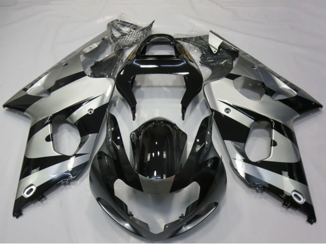 2000-2002 Suzuki GSXR 1000 Motorcycle Fairings - Silver Glossy Black UK