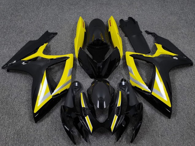 2006-2007 Suzuki GSXR 600 / GSXR 750 Motorcycle Fairings - Glossy Black Yellow Silver OEM Style UK