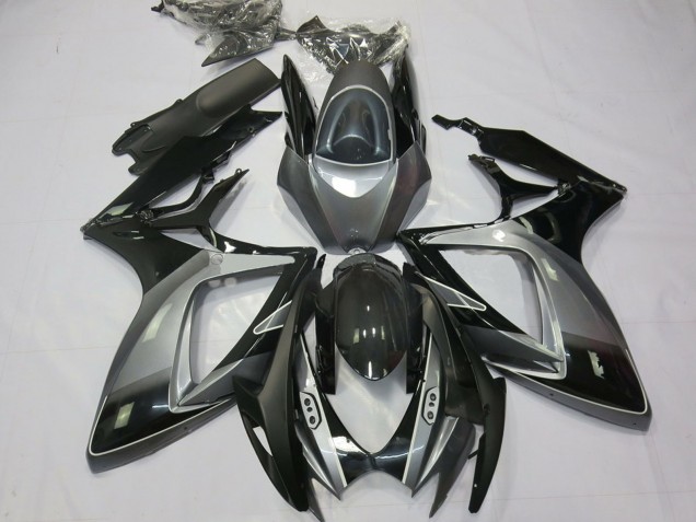 2006-2007 Suzuki GSXR 600 / GSXR 750 Motorcycle Fairings - Grey Glossy Black Stripe UK