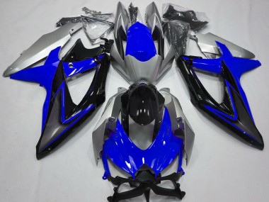 Best 2008-2010 Suzuki GSXR 600 / GSXR 750 Motorcycle Fairings - Silver Blue Glossy Black UK