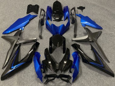 Best 2008-2010 Suzuki GSXR 600 / GSXR 750 Motorcycle Fairings - Blue Grey Glossy Black UK