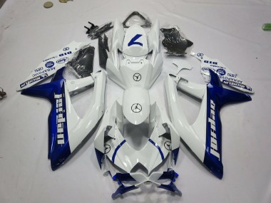 Best 2008-2010 Suzuki GSXR 600 / GSXR 750 Motorcycle Fairings - White Blue Jordan UK