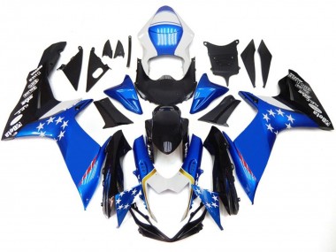 Best 2011-2024 Suzuki GSXR 600 / GSXR 750 Motorcycle Fairings - Blue Style with Red Stars UK