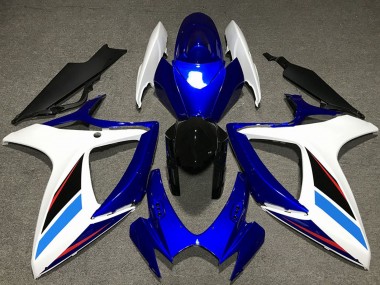 Best 2006-2007 Suzuki GSXR 600 / GSXR 750 Motorcycle Fairing Kits - White Blue Glossy Black UK
