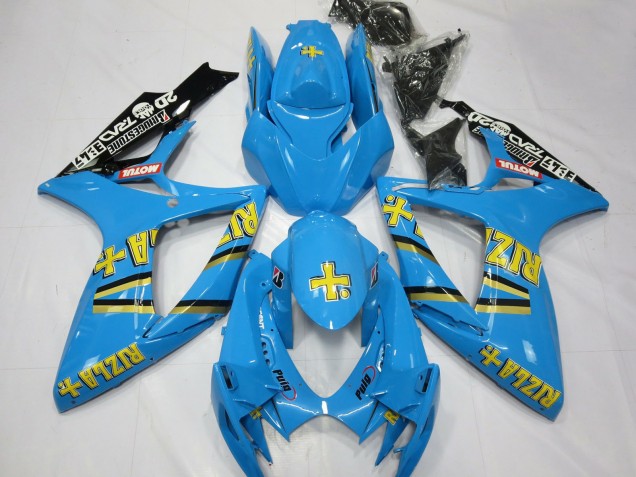 2006-2007 Suzuki GSXR 600 / GSXR 750 Motorcycle Fairings - Light Blue Black Yellow Rizla UK