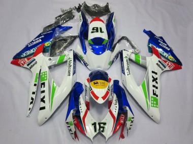 Best 2008-2010 Suzuki GSXR 600 / GSXR 750 Motorcycle Fairings - White Blue Green Yellow Red Fixi 16 UK