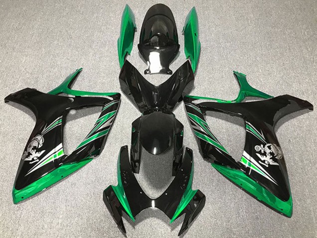 2006-2007 Suzuki GSXR 600 / GSXR 750 Motorcycle Fairings - Green Glossy Black UK