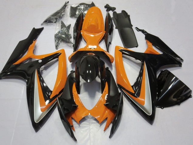 2006-2007 Suzuki GSXR 600 / GSXR 750 Motorcycle Fairing - Orange Glossy Black UK