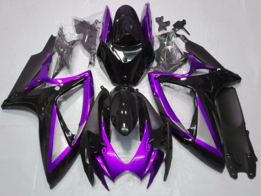 Best 2006-2007 Suzuki GSXR 600 / GSXR 750 Motorcycle Fairings - Purple Glossy Black Matte Black UK