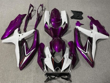 Best 2008-2010 Suzuki GSXR 600 / GSXR 750 Motorcycle Fairing - White Purple Black UK