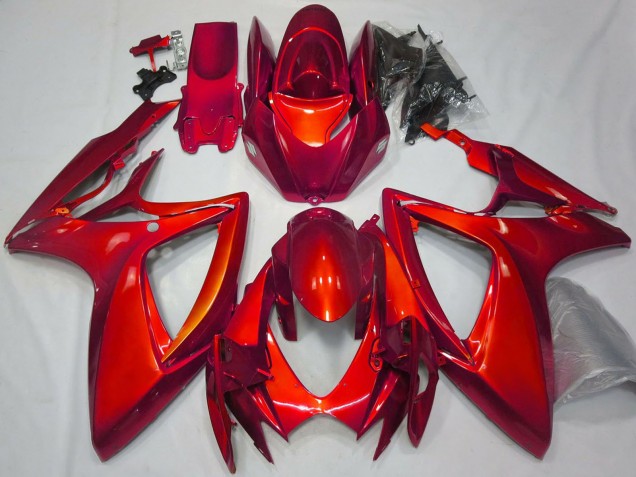 2006-2007 Suzuki GSXR 600 / GSXR 750 Motorcycle Fairings - Glossy Red Plain UK