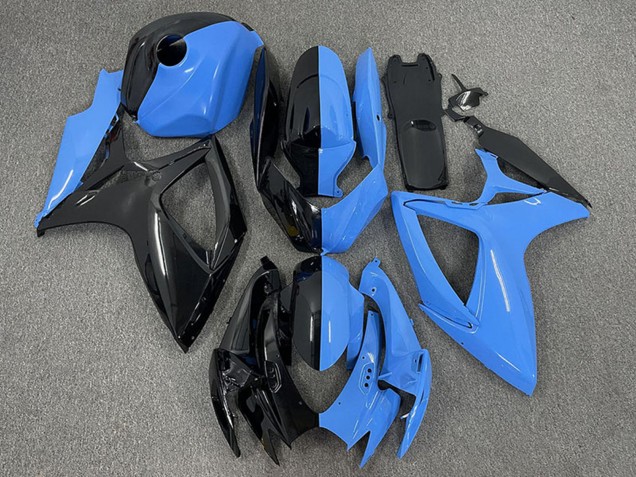 2006-2007 Suzuki GSXR 600 / GSXR 750 Motorcycle Fairings - Glossy Black Blue Split UK