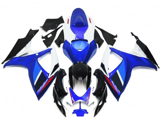 2006-2007 Suzuki GSXR 600 / GSXR 750 Motorcycle Fairings - Blue White Red Glossy Black OEM Style UK