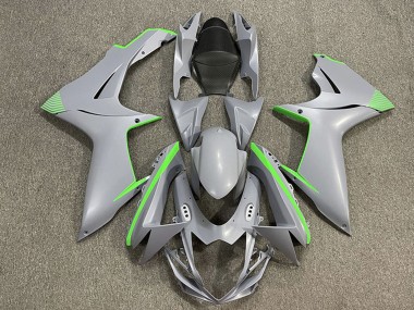 Best 2011-2024 Suzuki GSXR 600 / GSXR 750 Motorcycle Fairings - Matte Nardo Grey Green Accents UK
