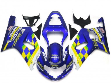 Best 2001-2003 Suzuki GSXR 600 / GSXR 750 Motorcycle Fairings - Blue Yellow Green White MoviStar UK
