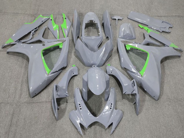 2006-2007 Suzuki GSXR 600 / GSXR 750 Motorcycle Fairings - Nardo Grey and Green Trim UK