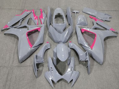 Best 2006-2007 Suzuki GSXR 600 / GSXR 750 Motorcycle Fairings - Nardo Grey and Pink Trim UK