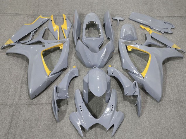 2006-2007 Suzuki GSXR 600 / GSXR 750 Motorcycle Fairings - Nardo Grey and Yellow Trim UK