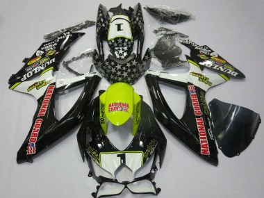 Best 2008-2010 Suzuki GSXR 600 / GSXR 750 Motorcycle Fairings - White Yellow Red Black National Guard UK