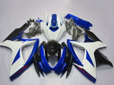 Best 2006-2007 Suzuki GSXR 600 / GSXR 750 Motorcycle Fairing - White Blue Glossy Black OEM Style UK