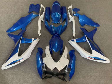 Best 2008-2010 Suzuki GSXR 600 / GSXR 750 Motorcycle Fairings - White Blue OEM Style UK