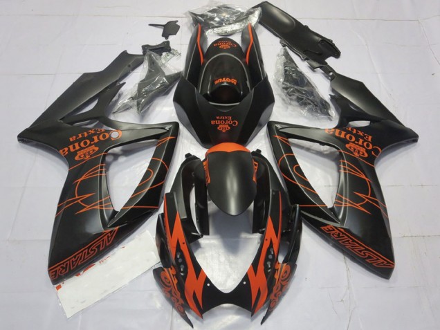 2006-2007 Suzuki GSXR 600 / GSXR 750 Motorcycle Fairings - Matte Black Orange Corona Extra Alstare Motul UK