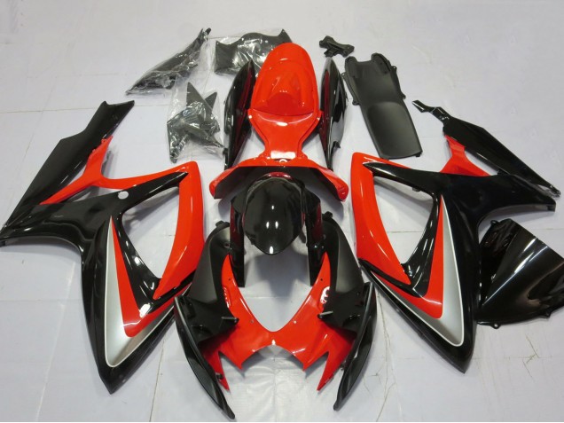 2006-2007 Suzuki GSXR 600 / GSXR 750 Motorcycle Fairings - Red Silver Glossy Black UK
