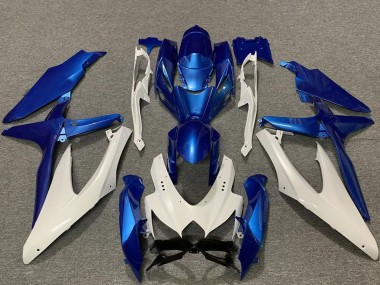 Best 2008-2010 Suzuki GSXR 600 / GSXR 750 Motorcycle Fairings - White Blue UK